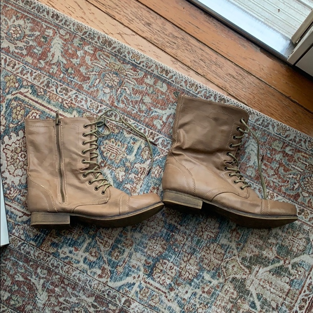 Madden Girl Lace-Up Faux Leather Boots